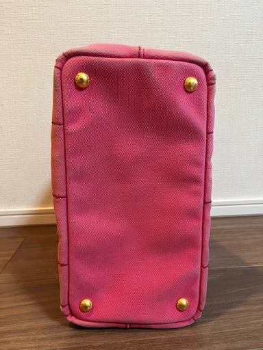 【PRADA】プラダ カナパ キャンバス トートバッグ　ピンク