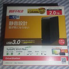 バッファロー　HD-LC2.0U3-BKD　2TB 外付けハード...