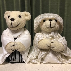 【受渡予定者決定】クマのぬいぐるみ　和装新郎新婦・手作り　ウェデ...