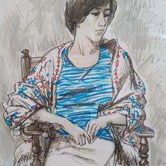 小松崎邦雄 タイトル不明◆女性 肖像画◆リトグラフ 鉛筆サインの画像