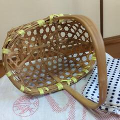 決まりました))　竹の収穫かご  六ツ目編み 六角 一本手の画像