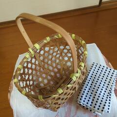 決まりました))　竹の収穫かご  六ツ目編み 六角 一本手の画像