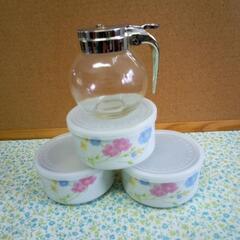 陶器タッパー3個+蜂蜜ポット