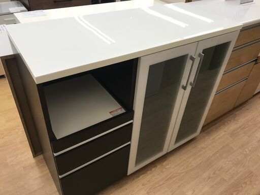 ★ジモティ割あり★ ニトリ レンジ台 ダークブラウン H102×W120×D51 クリーニング済み KJ6392