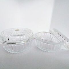 ホヤ硝子のガラス蓋付き小鉢2個セットの画像