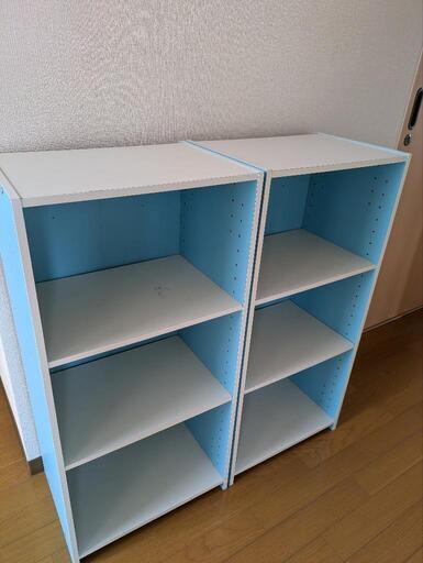 白×水色のカラーボックス　2個セット