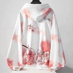 パーカー プルオーバー サイズM桜柄 花柄 グラデーション 刺繍 メンズ レディース フード付き 和柄 和風 ボア付き 長袖の画像
