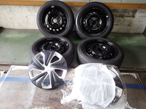【お取引終了！】★中古BS155/65R14＆中古スチールホイール4本セット！新品ホイールカバー付！