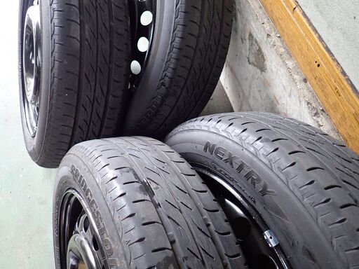 【お取引終了！】★中古BS155/65R14＆中古スチールホイール4本セット！新品ホイールカバー付！