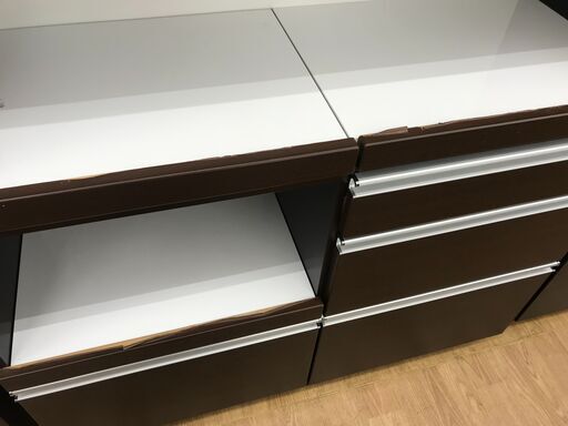 ★ジモティ割あり★ 松田家具 食器棚 ダークブラウン H198×W118×D45 クリーニング済み KJ6394