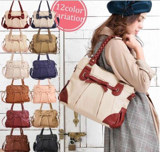 美品 編込みハンドル♪Ladyりぼんベルト2wayショルダーバッグ