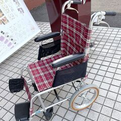 極美品 ニッシン 介助式 車いす 後方ブレーキ 折りたたみ 赤 ...
