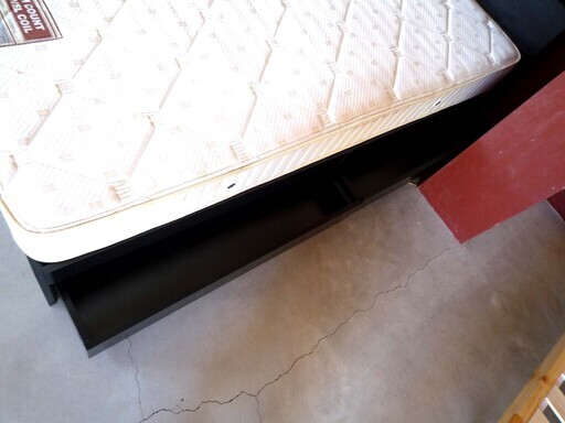セミダブルベッド マットレス付き 幅120.5×奥行214×高さ72cm 引き出し収納 コンセント付き 木製 ダークブラウン系 寝具 