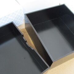 茶道具 不傳庵 茶箱と帛紗 未使用 黒箱 遠州家紋帛紗 札幌市北区屯田の画像