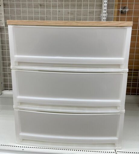 ★ジモティ割あり★  三段衣装ケース 白 H61.5×D40.5×W54 クリーニング済み TJ8928