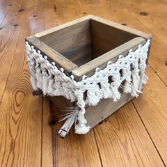 作家さん作　木製プランツカバー　マクラメ　観葉植物に