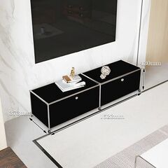 【引取限定！早い人優先！】新品未使用！USMハラー テレビボード リプロダクト 北欧 鍵付き サイドボード 幅152cm 国内在庫 モジュール 家具 完成品 ハラーキャビネット キャスター付き チェスト リビング 収納 モダン 【HL-06BK】の画像