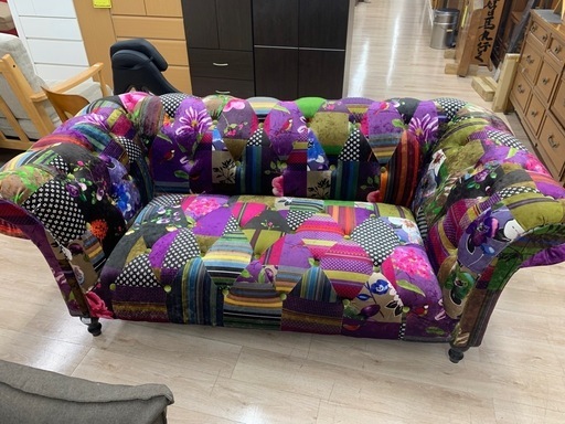 ありがとうございました！！パッチワーク ３人掛け ソファ