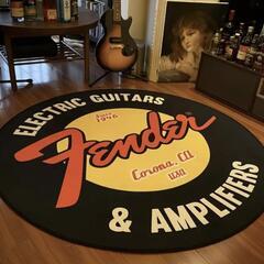 Fender エレキギター & アンプ　円形マット　玄関マット　...