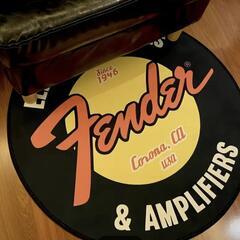Fender エレキギター & アンプ　円形マット　玄関マット　フロア　ラグの画像