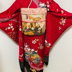 振袖フルセット 花扇 松竹梅 金通し 金銀彩 赤紫 正絹