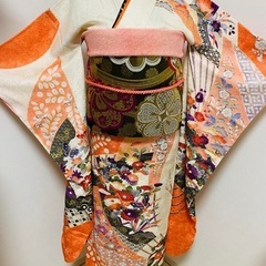 振袖フルセット　辻が花　手描き　絞り　金彩の画像