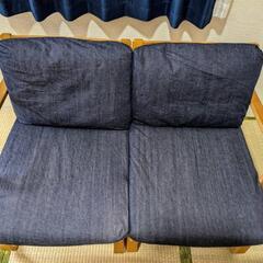 無印良品　リビングでもダイニングでもつかえる　ソファチェア　テーブル2　オーク材の画像