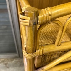 【済】ラタン製 5段チェスト キャスター付き 籐 ヴィンテージ レトロ 収納 ラックの画像