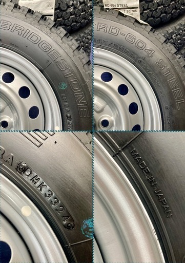 ㊾軽トラ・箱バン用の新品ゴツゴツタイヤと中古美品テッチンホイールとナット付き