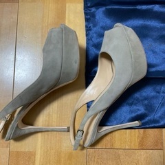 美品 Sergio Rossi 本革オープントゥハイヒールパンプスの画像