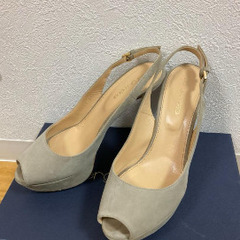 美品 Sergio Rossi 本革オープントゥハイヒールパンプス