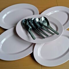 【タイ雑貨】 タイ 食器 皿 プラスチック レンゲ 屋台 ピンク