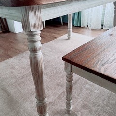 シャビーシック・フレンチスタイル ダイニングテーブル &ベンチの画像