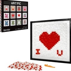 【値下げ中・新品】ハート柄　ブロック パズル アート モザイク 知育 ビルディングブロックの画像