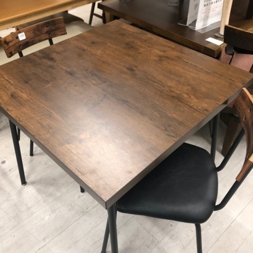 ナフコ　ダイニング3点セット　ブラウン×ブラック【トレファク堺福田店】