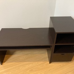 デスク 机 ロータイプ 木製 収納付き 分離可能