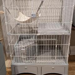 猫用ケージ　トイレ付　2段