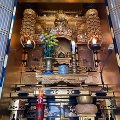 【引き取り限定】【希少】浄土真宗東本願寺派（真宗大谷派）嵩上げ台付き金仏壇・フルセット／状態良好の画像