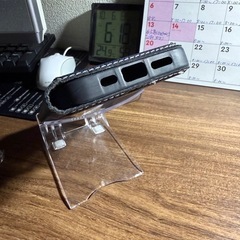 iPhone14pro用 手帳型ケース ネイビー 合成皮革の画像