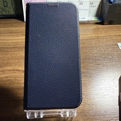 iPhone14pro用 手帳型ケース ネイビー 合成皮革