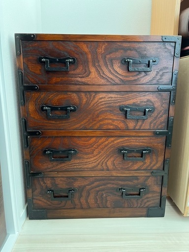 欅木目鉄金具⭐︎四段抽小箪笥⭐︎仙台米沢時代