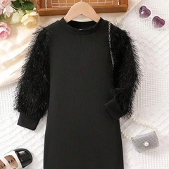未使用新品 -  SHEIN 子供用ファジートリムドレス 