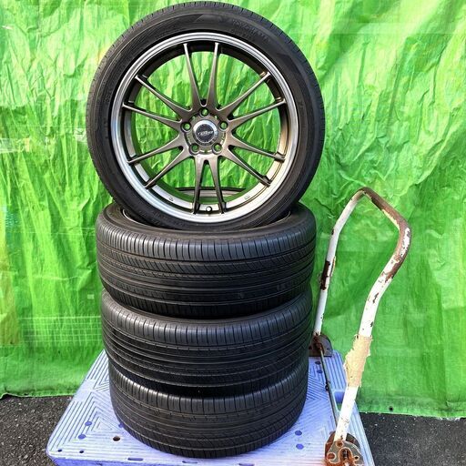 【恵那・ひまつぶし堂】プリウス等に タイヤ/ホイール 4本組 215/45 R17 残8部山