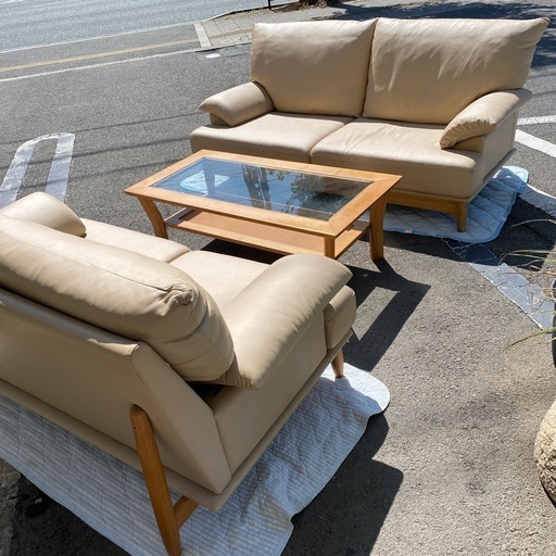 なめし皮　美品！応接3点セット