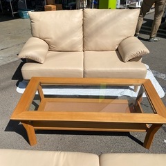 なめし皮　美品！応接3点セットの画像