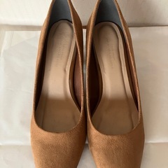 【美品】green label relaxing パンプス 太めヒール キャメル色の画像
