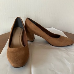 【美品】green label relaxing パンプス 太めヒール キャメル色の画像