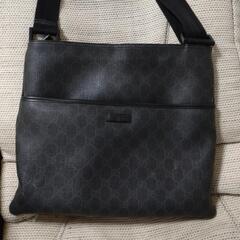GUCCI★グッチ　ショルダーバッグ　キャンバス　レザー　ブラッ...
