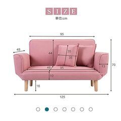 ピンク  2人掛け ソファー クッション付の画像