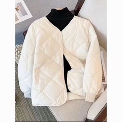 【新品】ダウンジャケット レディース vネック ノーカラー イン...